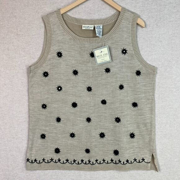 Vtg White Stag Women Celestial Sweater Vest Size 18W 20W Whimsigoth Boho Preppy - Picture 1 of 10